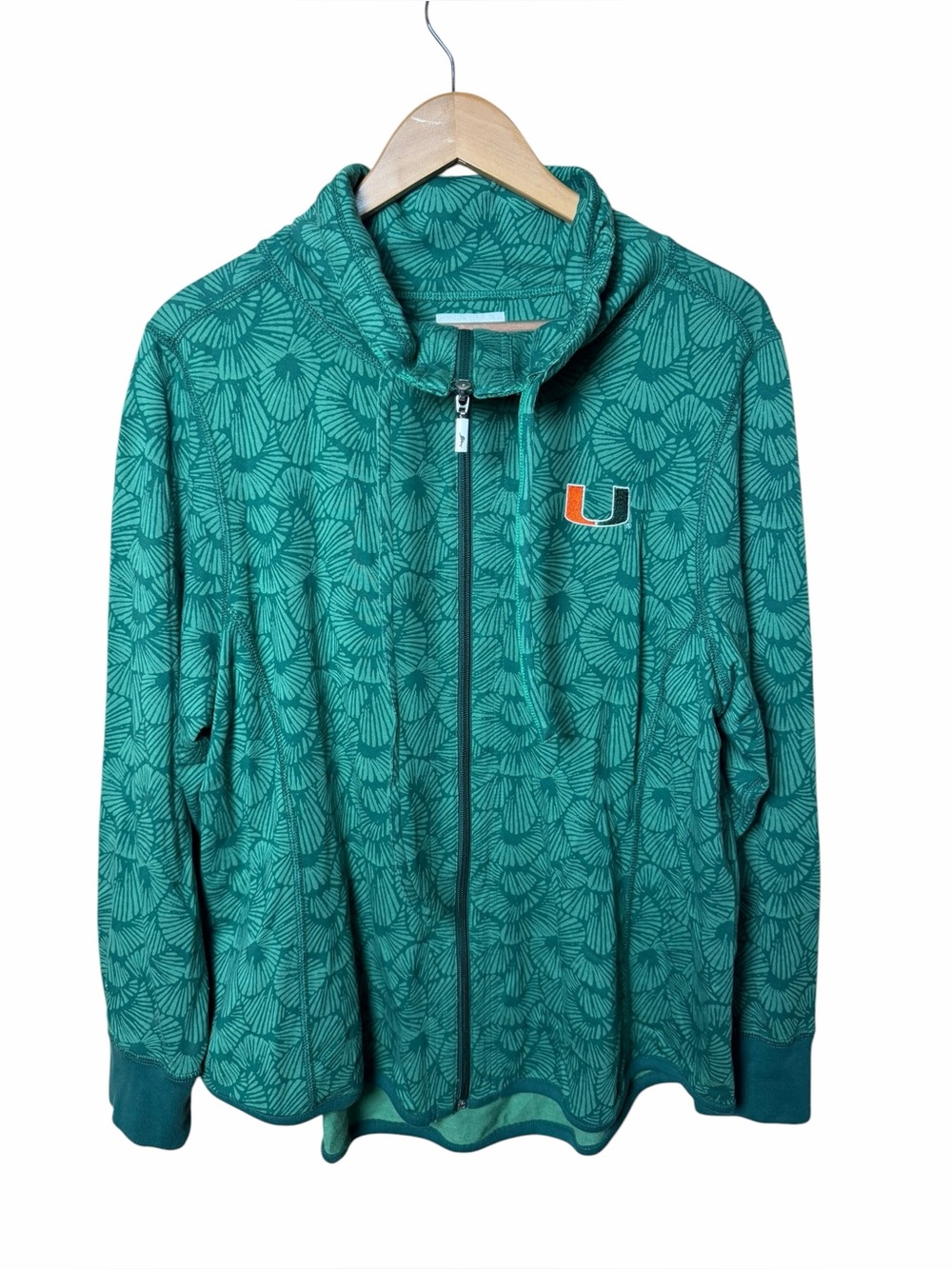 New Tommy Bahama Miami Hurricanes Green Tropical Full Zip Jacket XL NWT
